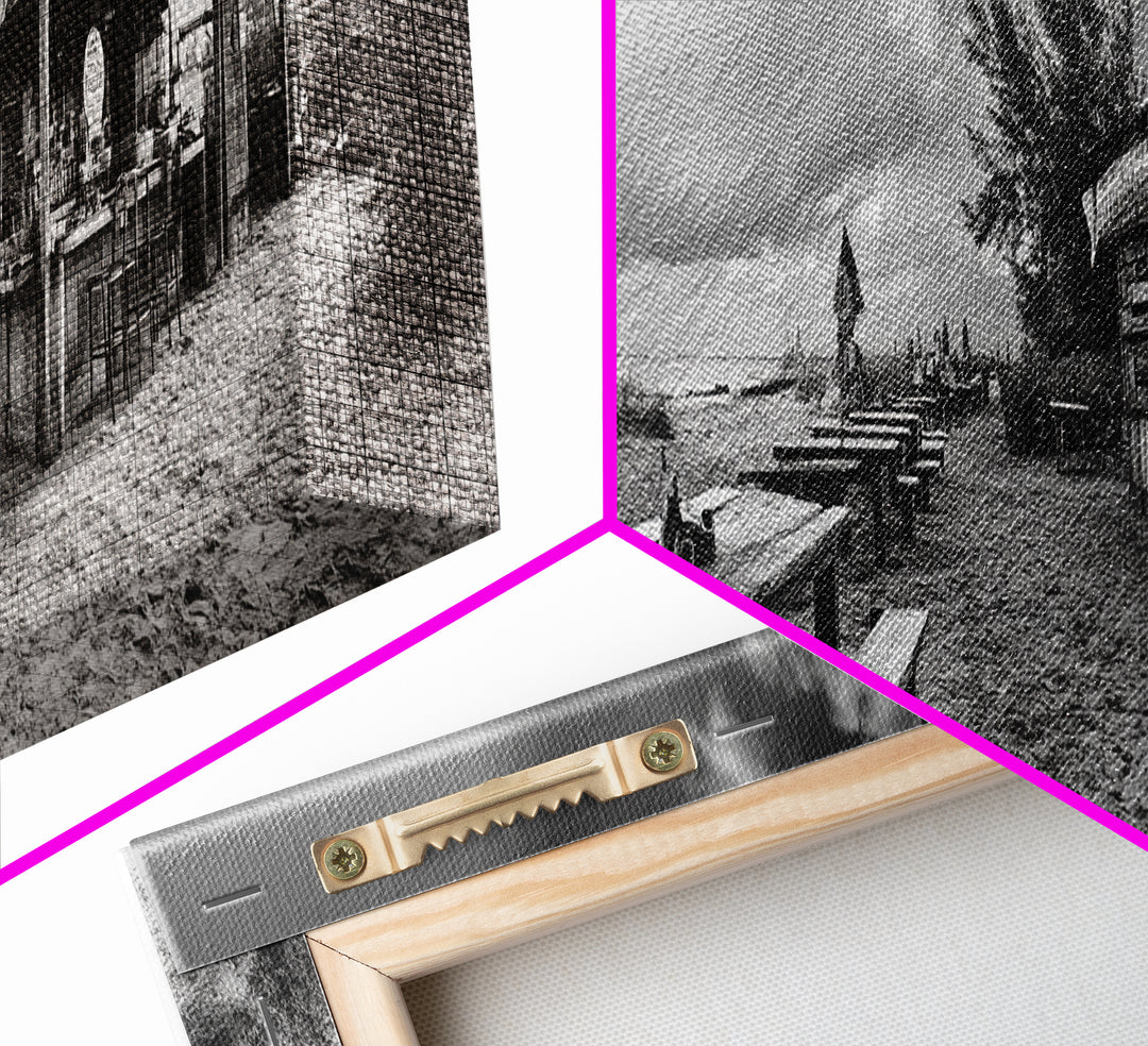 Beachside Bar Scene, Rustic Cafe, Ocean Picnic, Cloudy Sky, Framed Canvas Print, Coastal Kitchen Wall Art, Boho Bar Decor