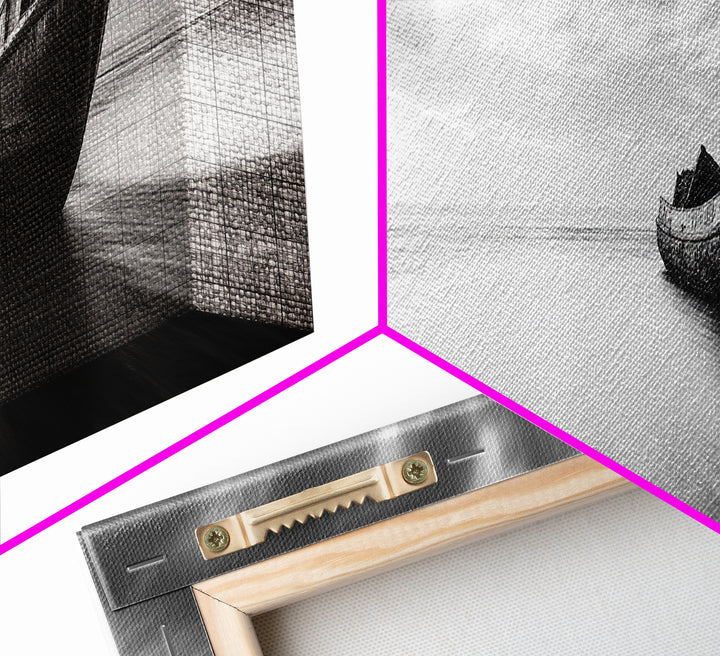 Abandoned Shipwreck, Ocean Ghost Boat, Moody Horizon, Dramatic Sky, Framed Canvas Print, Dark Nautical Art, Hallway Statement Piece