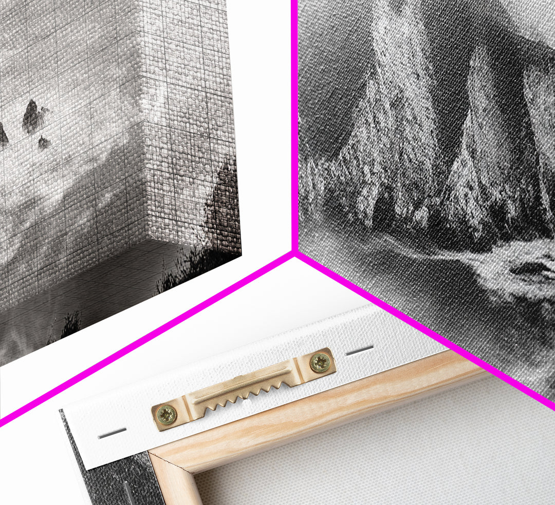 Cliffside Waterfall Coast, Misty Ocean Falls, Dramatic Drop, Nature Power, Framed Canvas Print, Scenic Landscape Wall Art, Spa Bathroom Decor