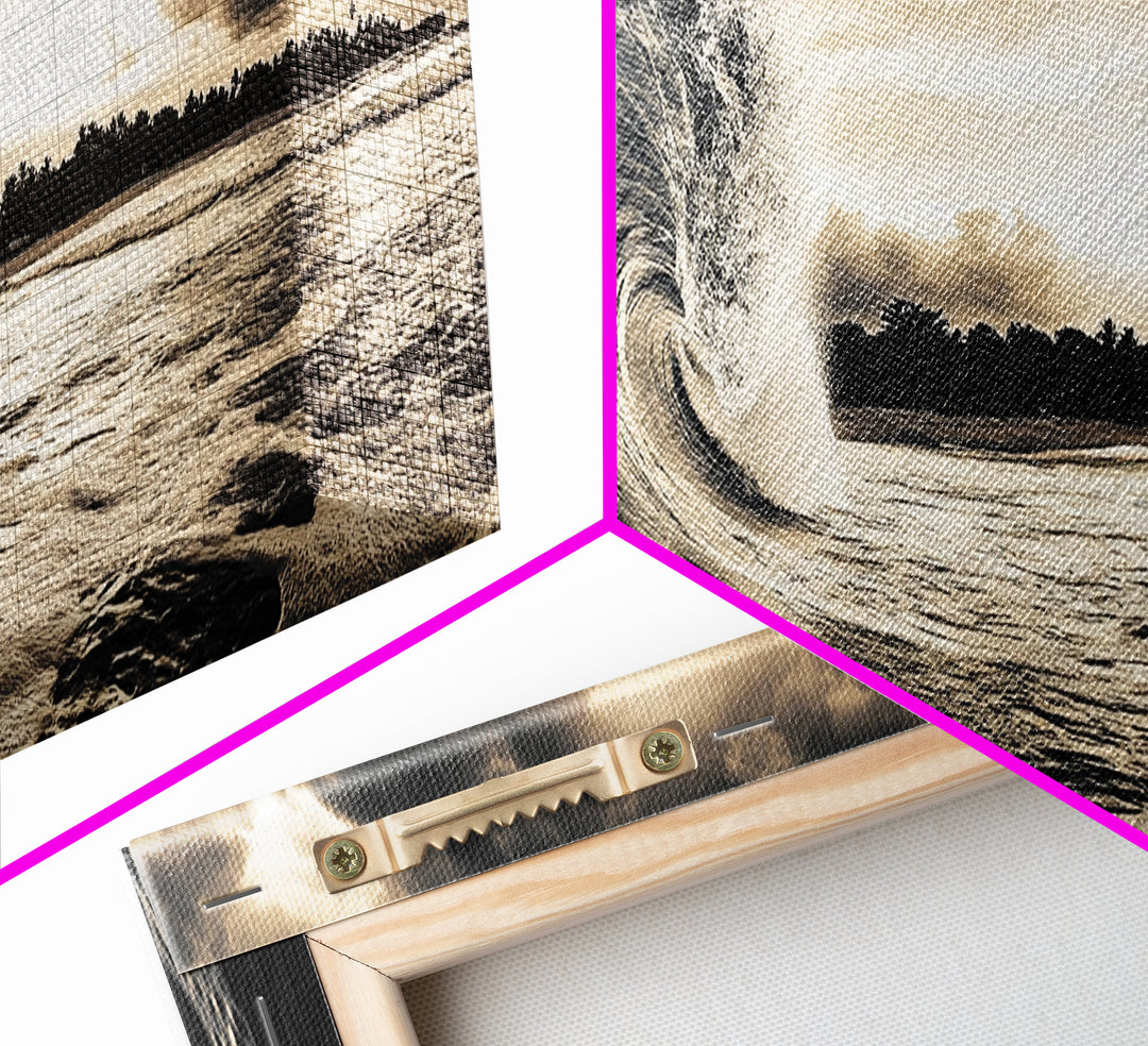 Barrel Wave, Tropical Storm, Surfer’s Dream, Framed Canvas Print, Ocean Power Wall Art, Coastal Living Room Photography Decor