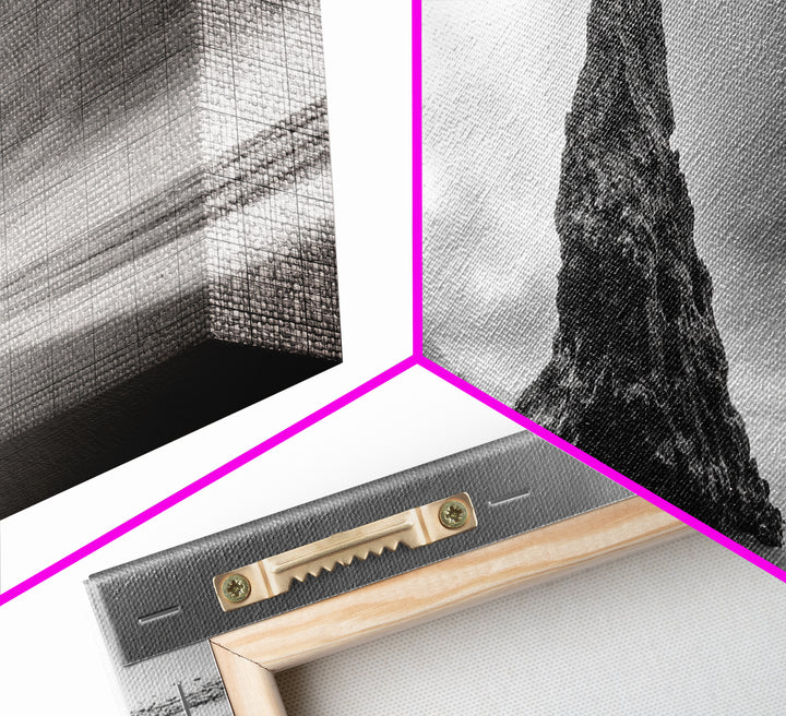 Coastal Monolith, Oregon Seascape, Moody Sky, Dramatic Beach, Framed Canvas Print, Coastal Wall Art, Modern Minimalist Decor