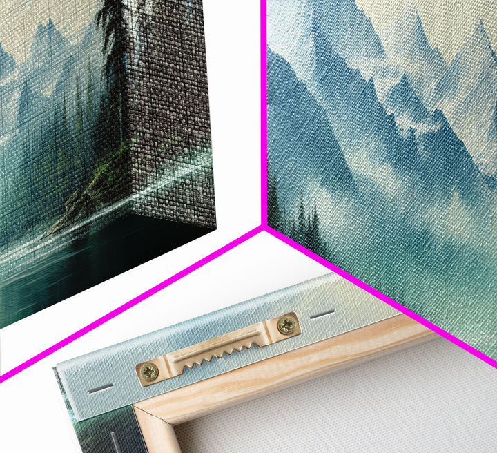 Mountain Lake Wall Art, Oil Landscape Painting On Canvas - Large Gallery Wrapped Canvas Wall Art Prints With/Without Floating Frames