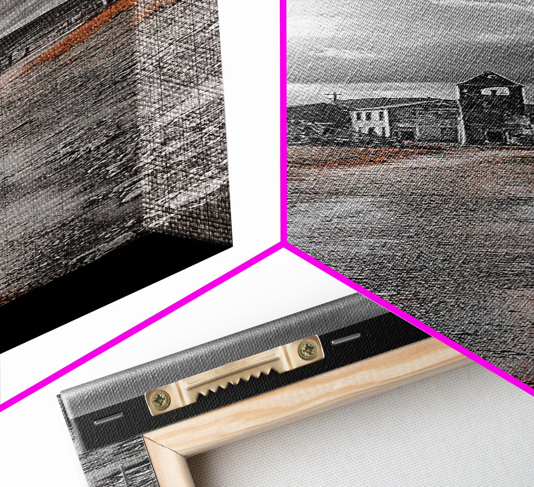 Abandoned Town, Haunted Path, Deserted Village, Ghost Ruins, Framed Canvas Print, Dark Wall Art, Rustic Halloween Decor, Moody Photography