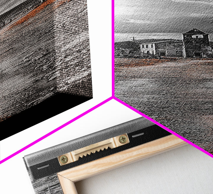 Abandoned Town, Haunted Path, Deserted Village, Ghost Ruins, Framed Canvas Print, Dark Wall Art, Rustic Halloween Decor, Moody Photography