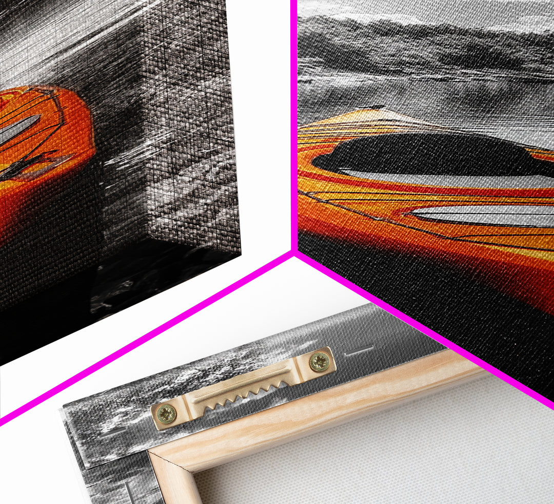 River Kayak Drift, Serene Paddle, Tranquil Outdoors, Fall Waterway, Canvas Print, Rustic Wall Art, Adventure Decor, Nature Photography