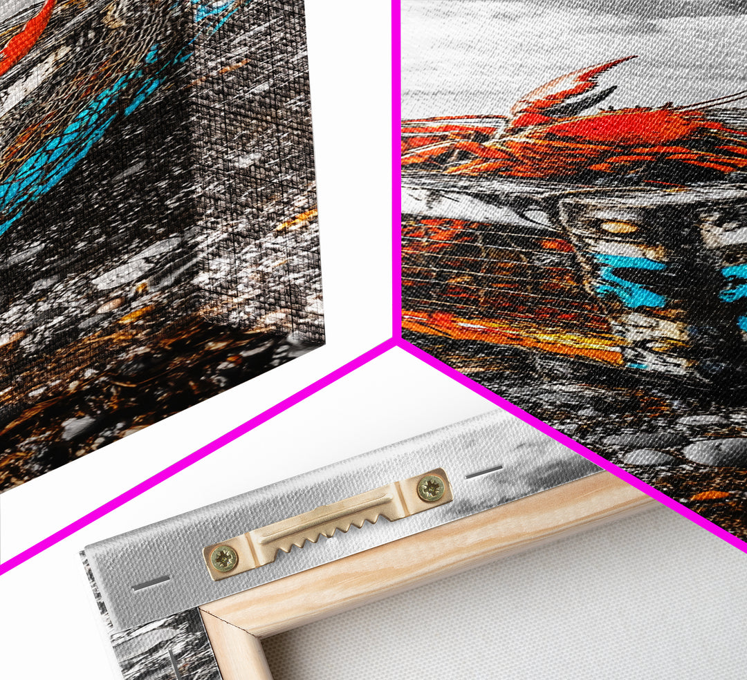 Lobster Trap, Coastal Decor, Color Pop, Nautical Style Framed Canvas Print, seafood kitchen wall art, beach house coastal art