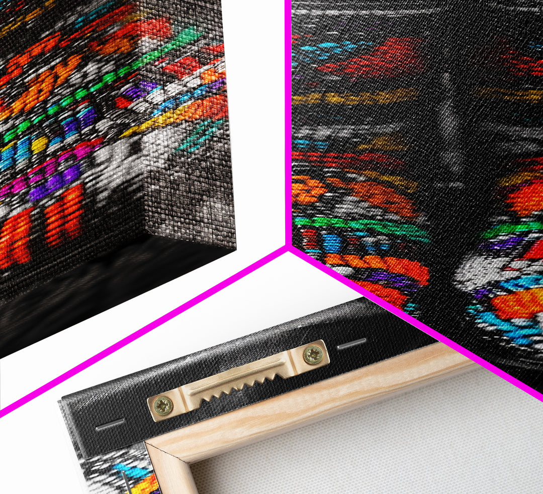 Beaded Boots, Bold Fashion, Cultural Style, Tribal Vibes, Framed Canvas Print, Boho art, Fashion Wall Art, Entryway Decor, Statement Piece