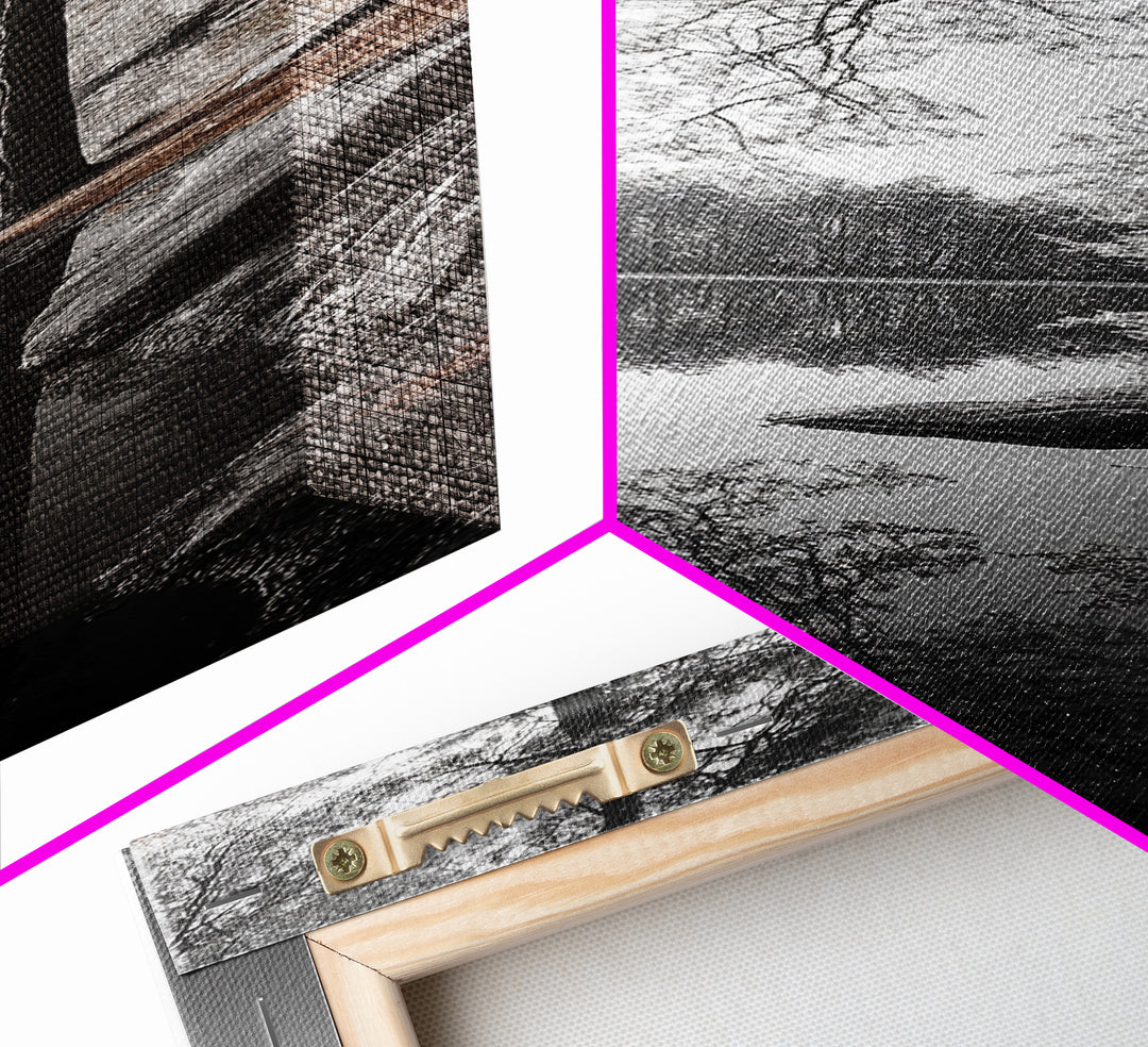 Serene Forest, Pine Reflection, Tranquil Lake, Autumn Vibe, Canvas Print, bedroom wall art, rustic neutral decor, nature minimalist