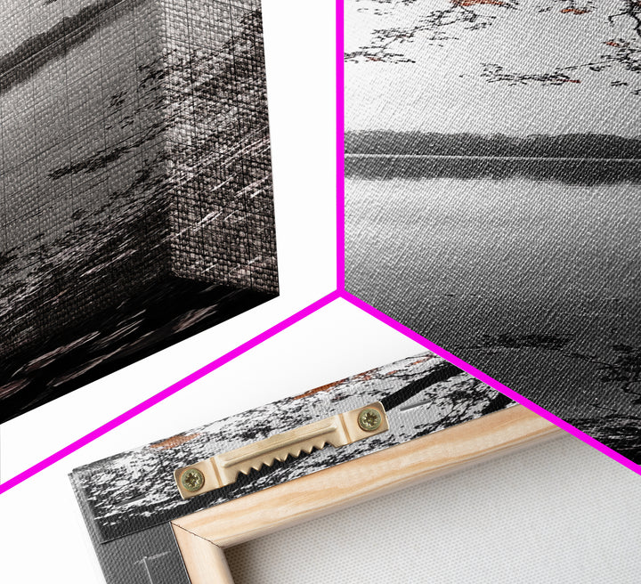 Autumn Leaves, Peaceful Lake, Misty Morning, Nature Silence, Canvas Print, Fall Wall Art, Neutral Bedroom Decor, Minimalist Photography