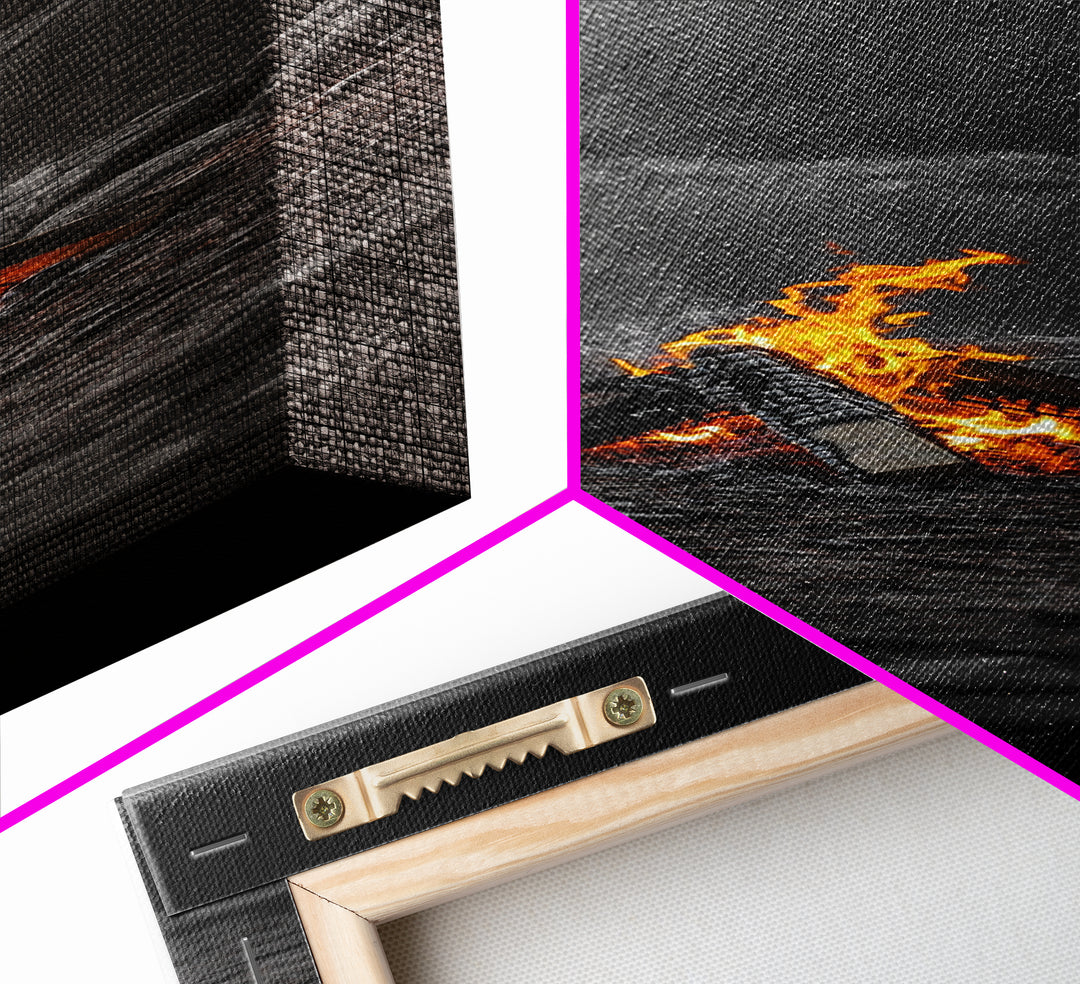 Campfire Serenity, Rustic Landscape, Outdoor Flames, Canvas Print, Cabin Wall Art, Autumn Nature Decor, Adventure Themed Art