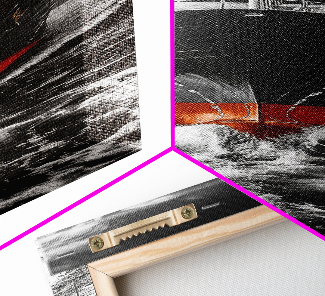 Bold Black Ship, Ocean Storm Photography, Nautical Adventure Decor, Canvas Print, Modern Coastal Wall Art, Moody Living Room Art