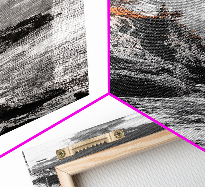 Autumn Cliff Scene, Bold Trees Coastal Wall Art, Fall Foliage Home Style, Framed Canvas Print, Seasonal Nature Living Room Decor