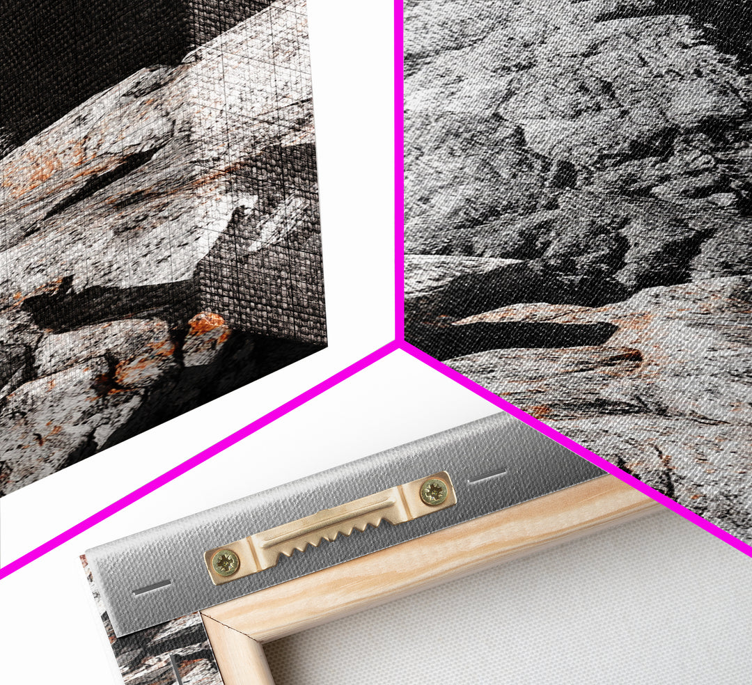 Rugged Mountain, Rocky Cliff, Adventure Landscape, Highland Scene, Nature Travel Art, Framed Canvas Print, Rustic Cabin Wall Decor