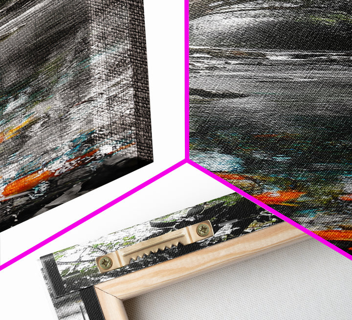 Koi Pond, Peaceful Water, Zen Garden Vibes, Orange Fish, Reflective Nature, Framed Canvas Print, Serene Bedroom Wall Art, Living Room Art