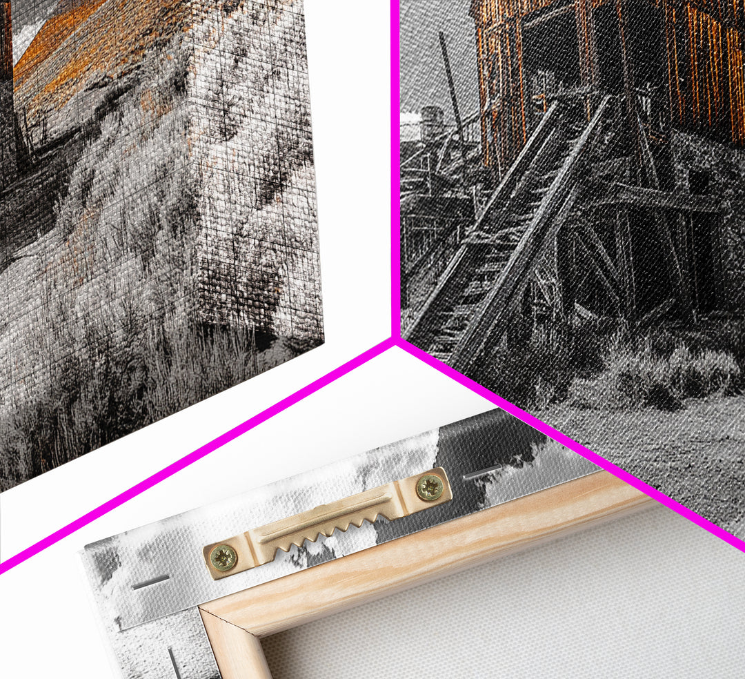 Desert Barn, Rustic Landscape, Western Vibes, Autumn Glow, Framed Canvas Print, Farmhouse Wall Art, Abandoned Homestead Photography