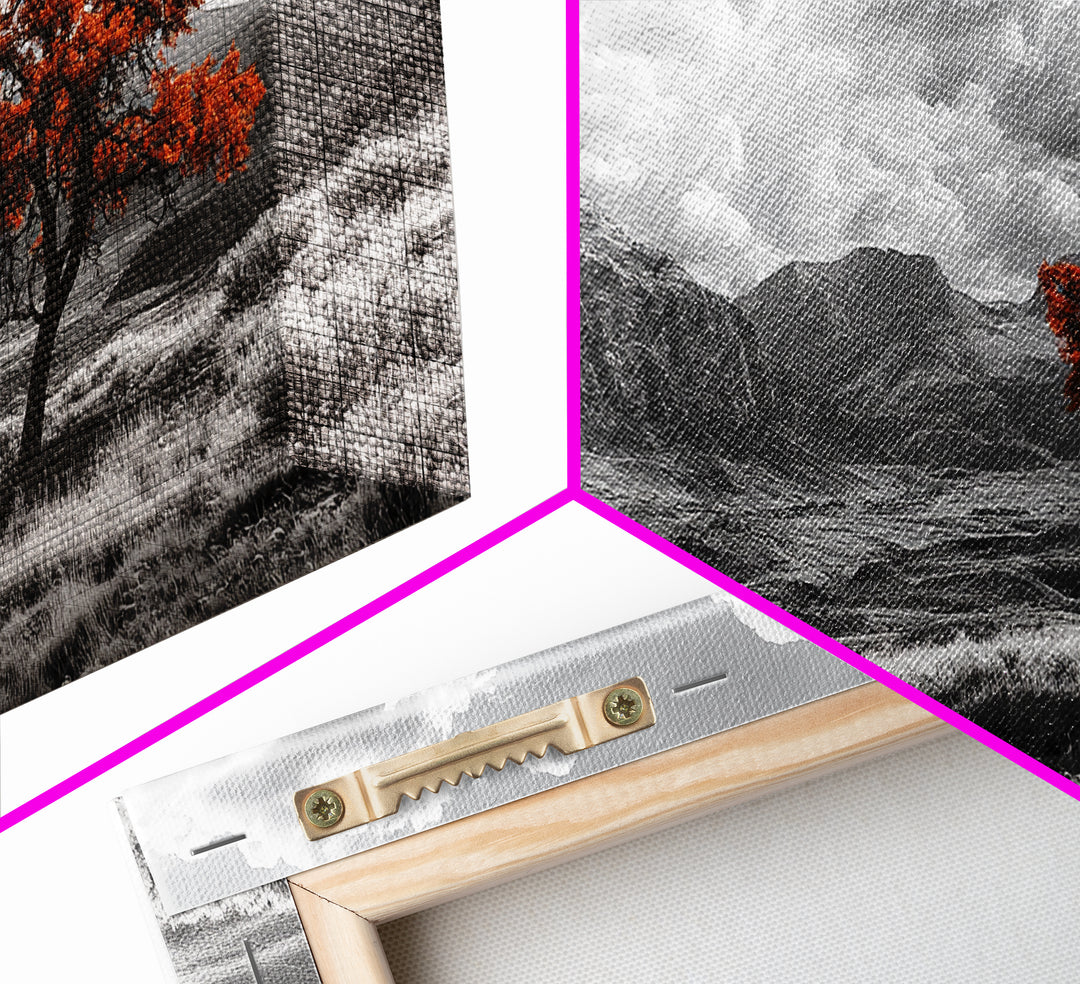 Autumn Tree Vista, Western Mountains Landscape, Vibrant Fall Decor, Dramatic Skies Canvas Print, Framed Canvas Print, Nature Wall Art