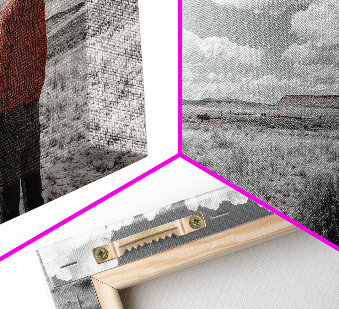 Cowboy Stare, Western Horizon, Desert Dream, American Spirit, Framed Canvas Print, Rustic Bedroom Art, Country Wall Decor, Western Style