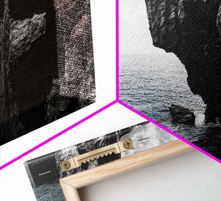 Cliff Edge, Ocean Drop, Moody Seascape, Dramatic Rock Face, Canvas Print modern landscape art, monochrome minimalist decor, bedroom wall art