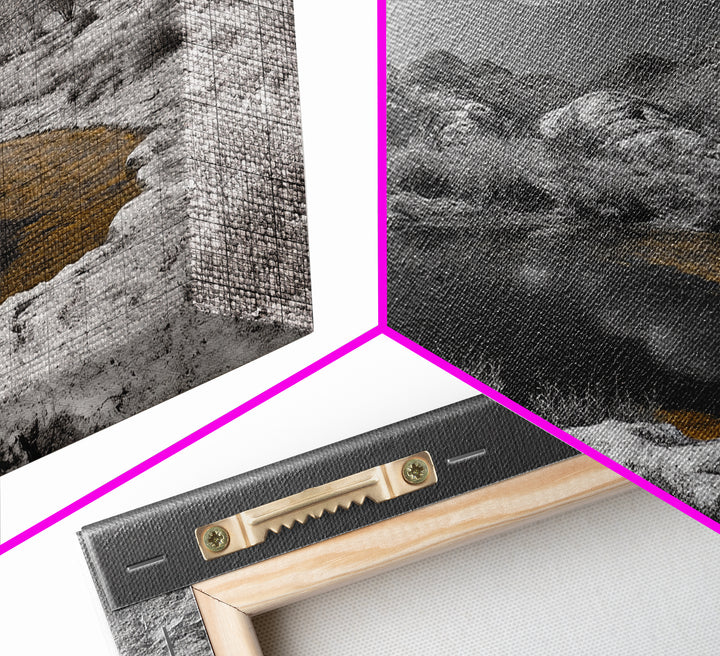 Desert Pool, Yellow Reflection, Desert Hills, Framed Canvas Print, Minimalist Nature Art, Neutral Home Decor, Modern Office Wall Art