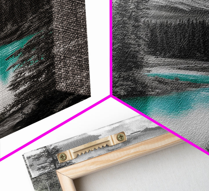 Mountain River, Turquoise Stream, Serene Nature Scene, Canvas Print, Living Room Wall Art, Minimal Landscape Decor, Cabin Vibes
