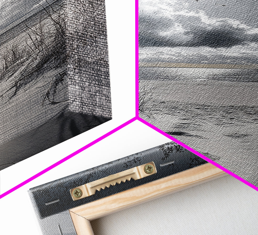 Beach Dunes Sunset, Seaside Escape, Quiet Shore Path, Coastal Calm, Framed Canvas Print, neutral coastal art,  bathroom wall decor