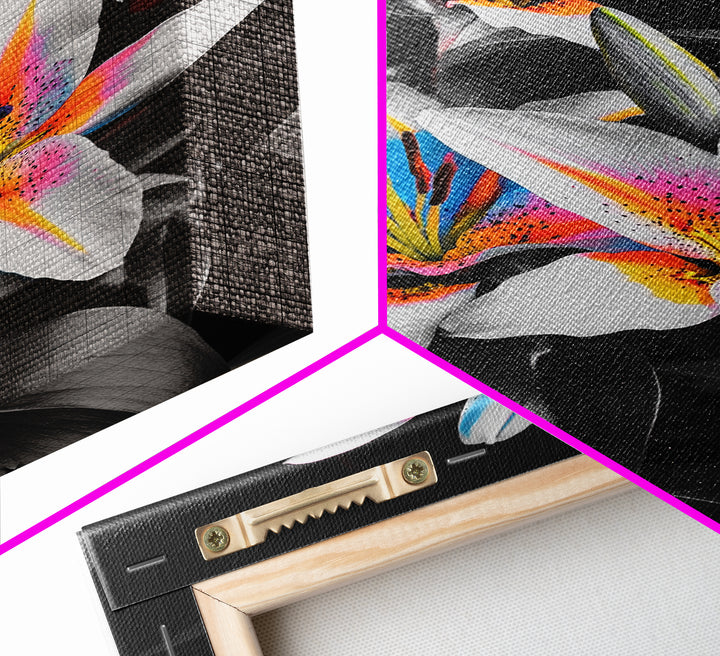 Neon Lily, Floral Bloom, Vibrant Flower, Botanical Framed Canvas Print, Color Pop Wall Art, Bedroom Floral Art, Bold Nature Decor