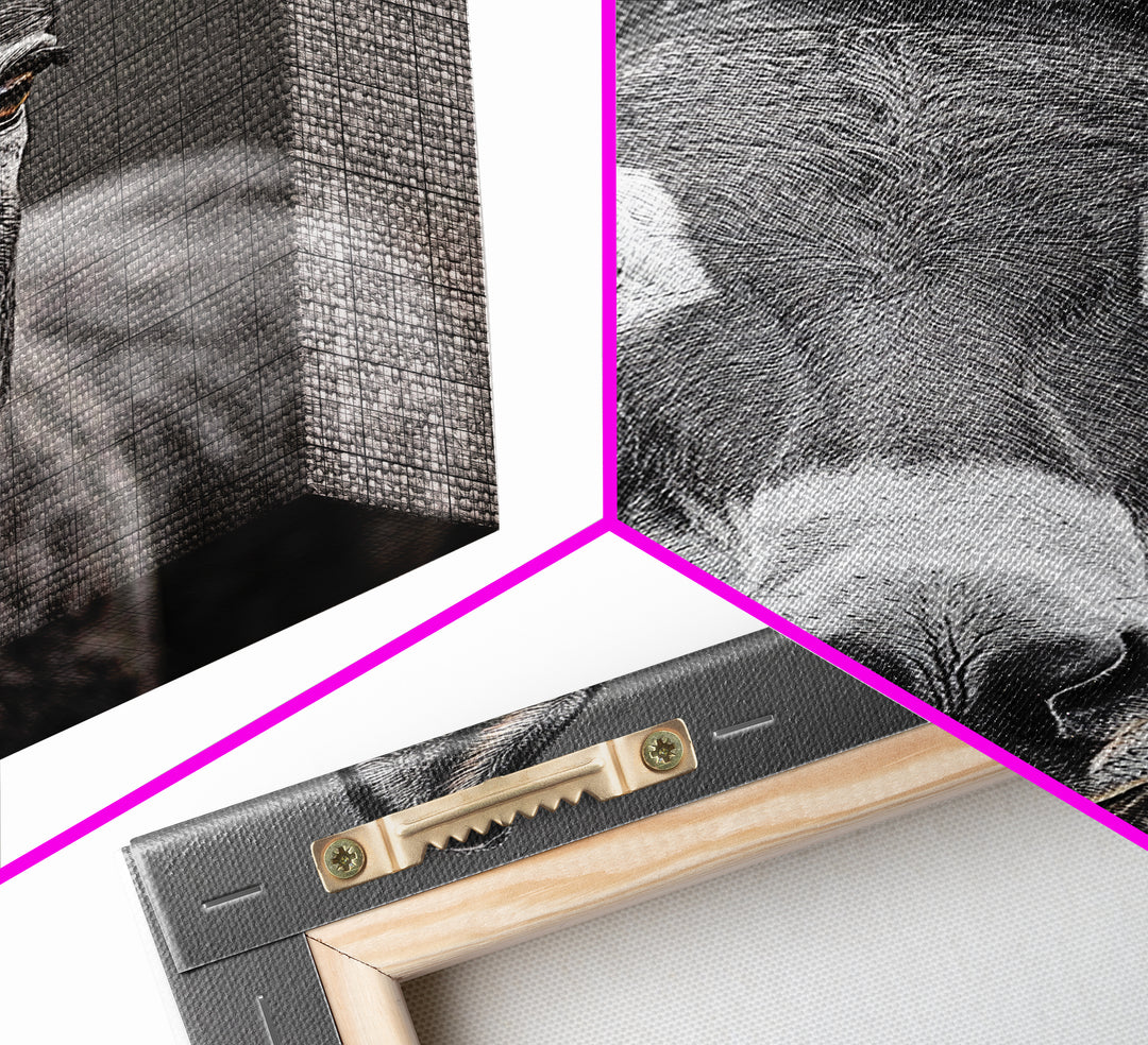 Donkey Close-Up, Rustic Farm Animal, Black and White Portrait, Canvas Print, Farmhouse Kitchen Art, Country Animal Wall Decor