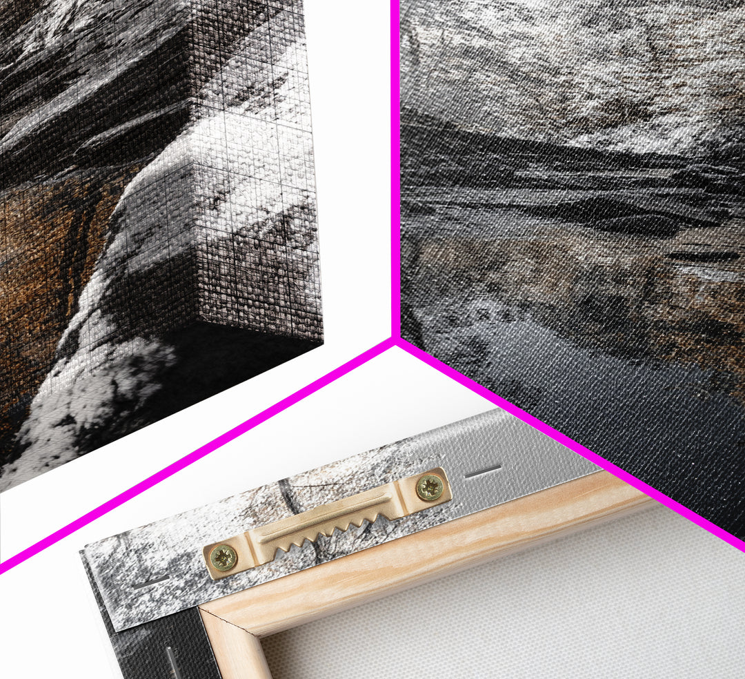 Autumn Creek Walk, Monochrome Forest Stream, Fall Reflections, Framed Canvas Print, Entryway Wall Art, Nature Trail Photography Decor