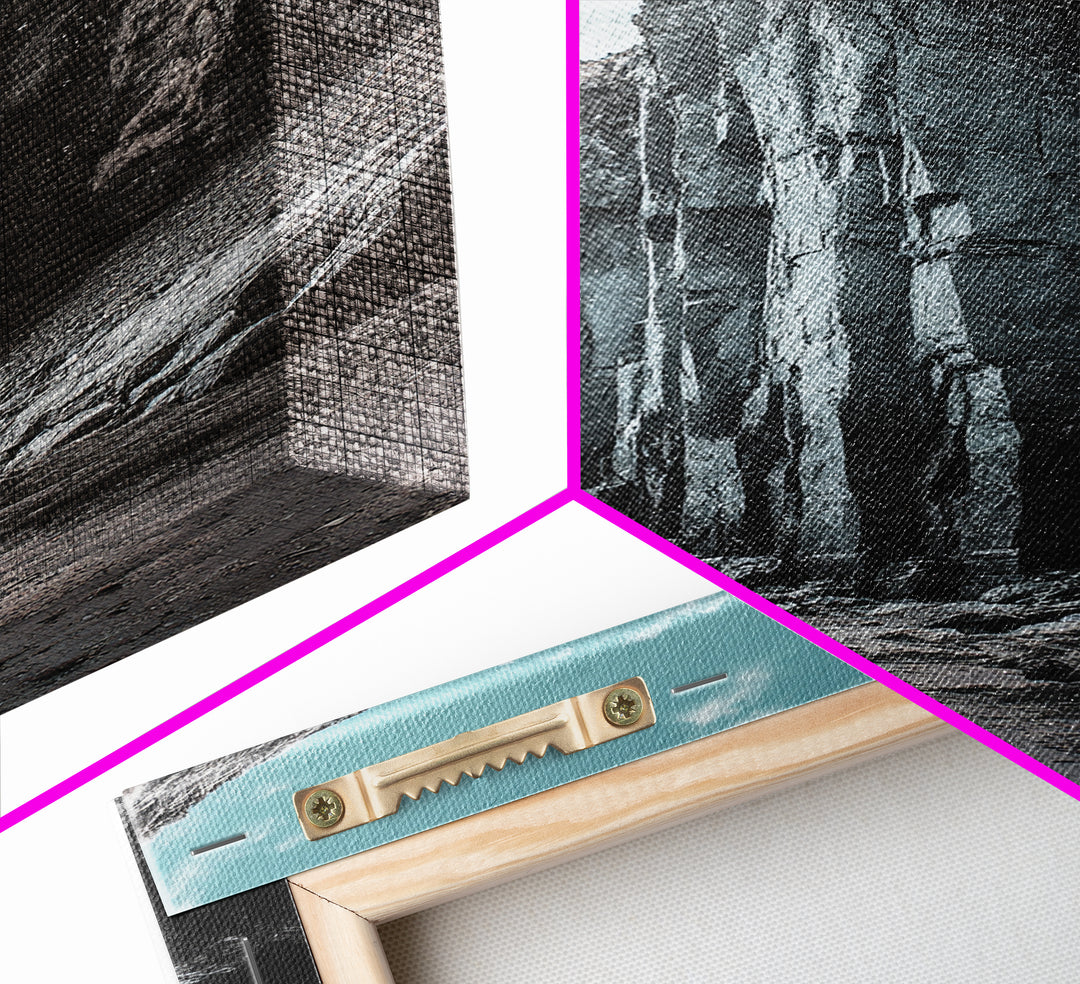 Canyon Rocks, Earth Tones, Cliff Path, Scenic Sky, Framed Canvas Print modern rustic art, desert wall decor, hallway landscape canvas