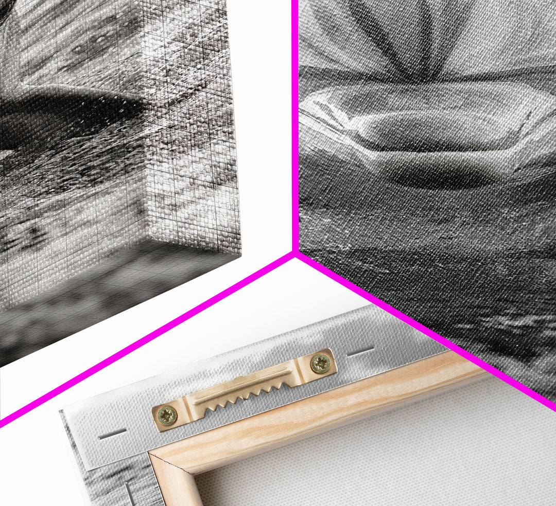 Dolphin Splash, Ocean Encounter, Monochrome Wildlife, Canvas Print, Coastal Wall Art, Bathroom Decor, Marine Animal Photography