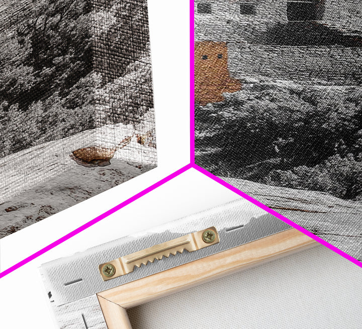 Desert Ruins, Black Bird, Ancient Architecture, Canvas Print, Historical Wall Art, Southwestern Decor, Moody Earth Tones, Living Room Art