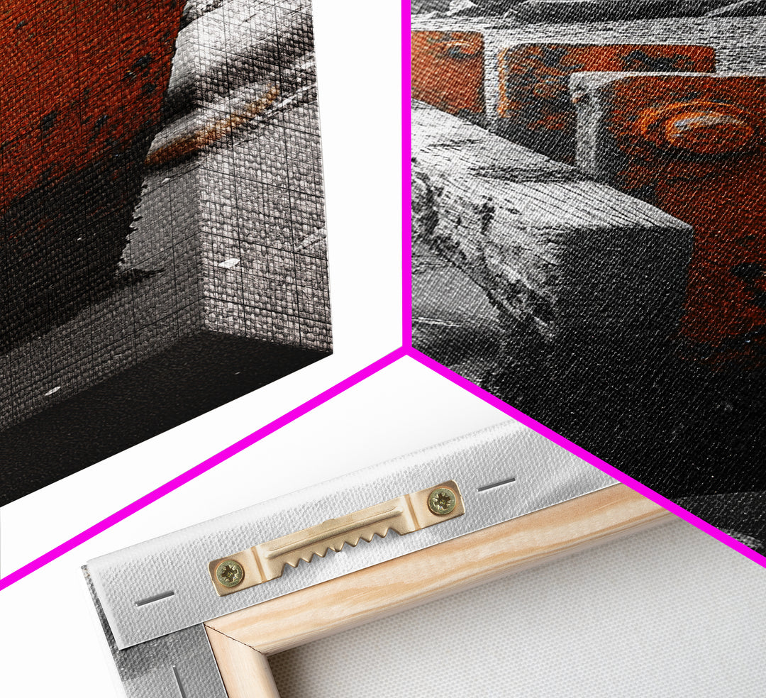 Coastal Breakwater, Rust Texture, Industrial Seascape, Framed Canvas Print, Modern Rustic Wall Art, Ocean Decor, Urban Beach Style