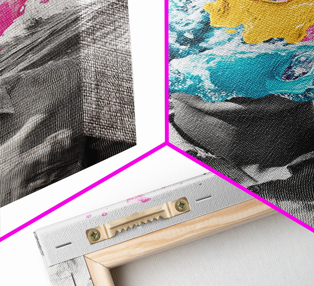 Abstract Portrait, Paint Splash Face, Surreal Ocean Art, Framed Canvas Print, Modern Living Room Art, Pop Surrealism Decor