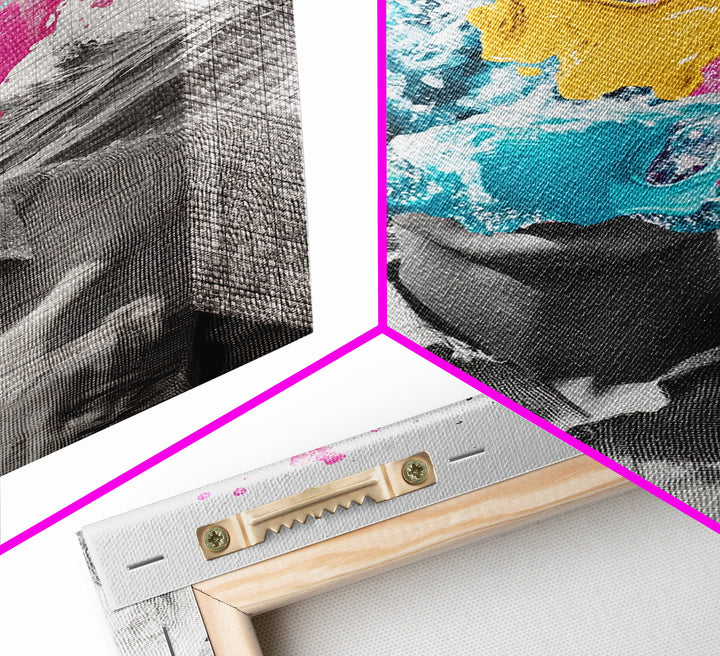 Abstract Portrait, Paint Splash Face, Surreal Ocean Art, Framed Canvas Print, Modern Living Room Art, Pop Surrealism Decor