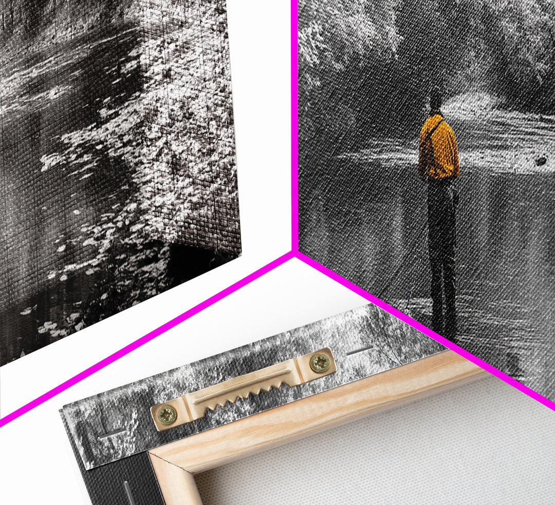 Autumn Fly Fishing, Yellow Jacket River Scene, Framed Canvas Print, Rustic Home Decor, Fisherman Gift, Nature Photography, Cabin Wall Art