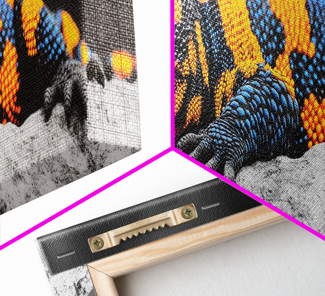 Colorful Lizard Art, Vibrant Reptile Closeup, Wildlife Macro, Canvas Print, Bold Nature Decor, Kids Room Wall Art, Bedroom Wall Art
