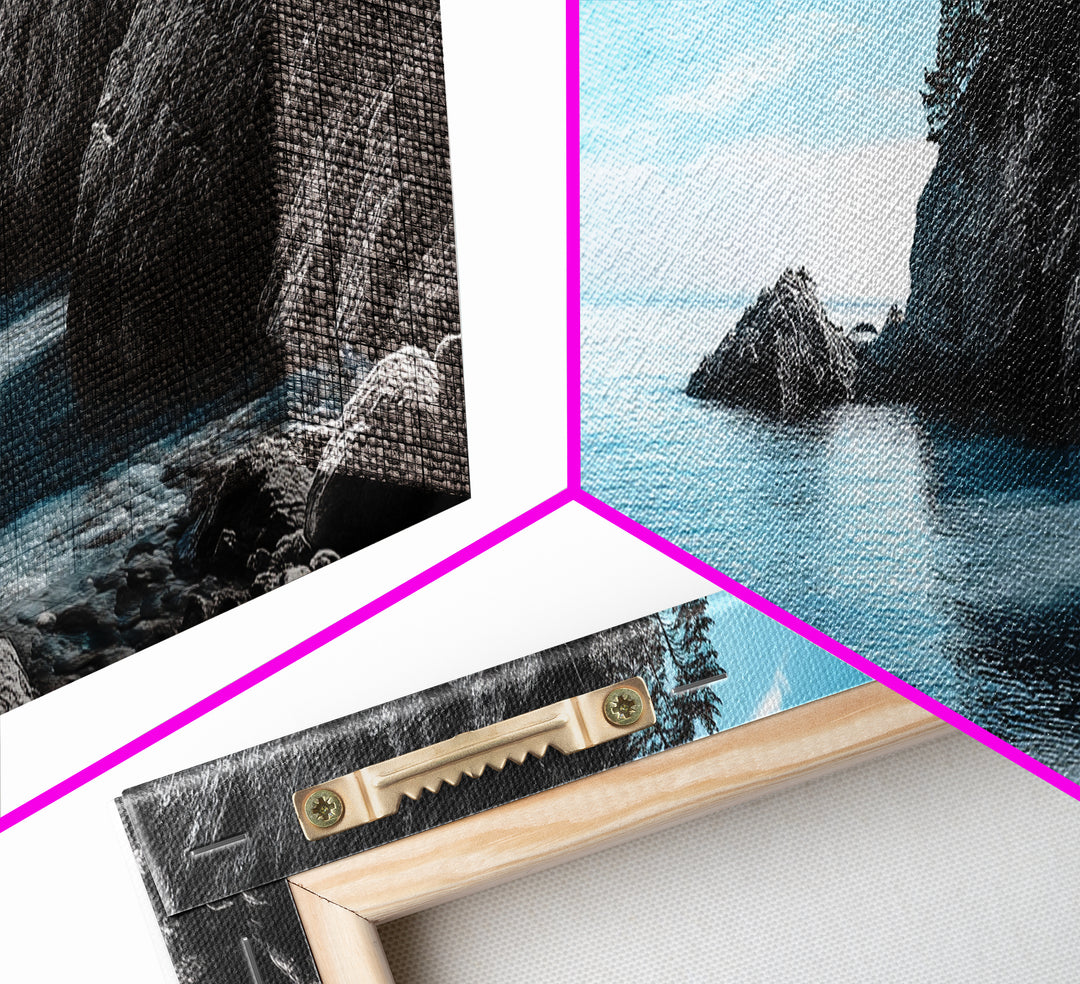 Coastal Cove, Ocean Escape, Blue Seascape, Nature View, Framed Canvas Print, Coastal Wall Decor, Bathroom Art, Nautical Beach Art