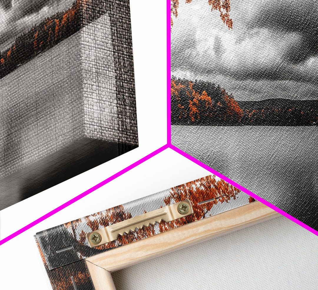 Autumn Trees, Lakeside Peace, Fall Foliage, Tranquil View, Framed Canvas Print, Fall Wall Art, Cabin Decor, Cozy Living Room Art