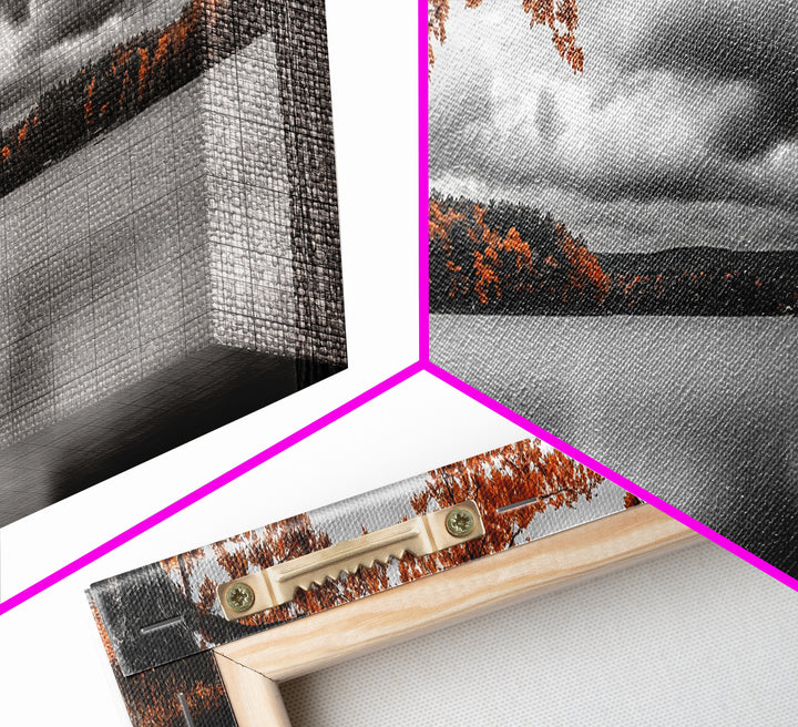 Autumn Trees, Lakeside Peace, Fall Foliage, Tranquil View, Framed Canvas Print, Fall Wall Art, Cabin Decor, Cozy Living Room Art