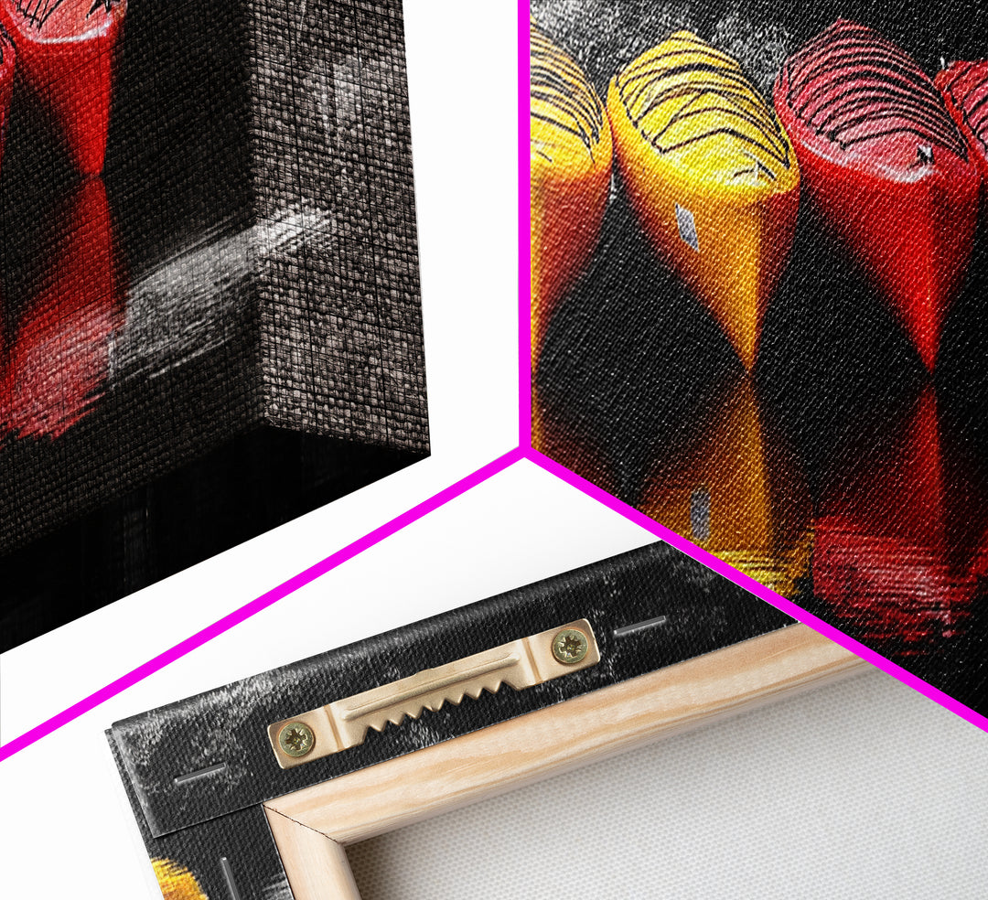 Canoes Docked, Reflection Scene, Kayak Art, Framed Canvas Print, Adventure Wall Art, Boho Water Sports, Cabin Living Room Decor