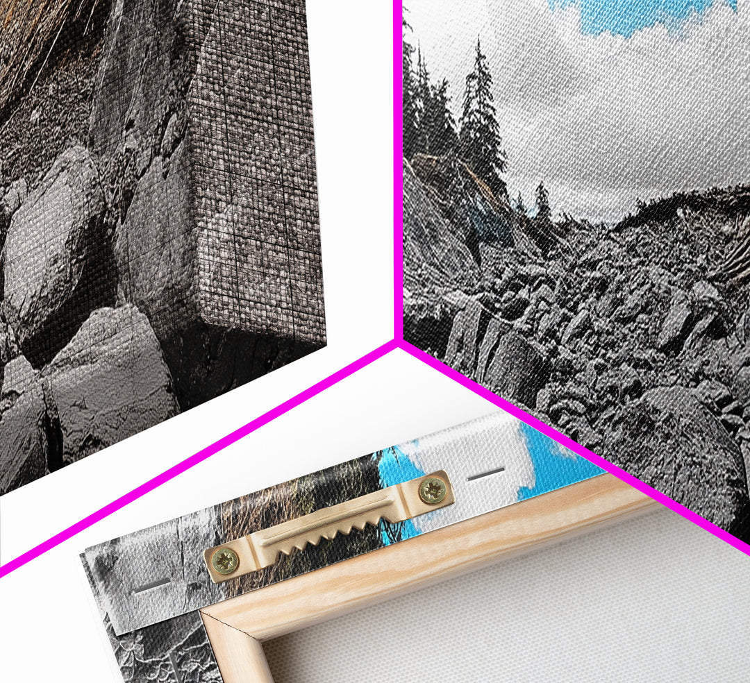 Rocky Trail, Blue Sky, Wilderness Path, Forest Adventure, Canvas Print, Rustic Nature Art, Hiking Wall Art, Cabin Living Room Decor