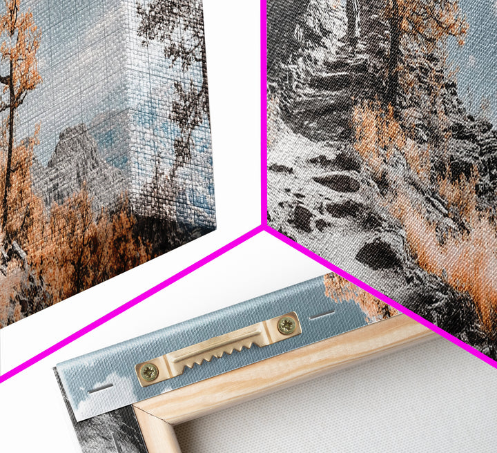 Canyon Hike, Autumn Pathway, Orange Foliage, Rocky Trail, Framed Canvas Print, Nature Adventure Wall Art, Boho Fall Home Decor