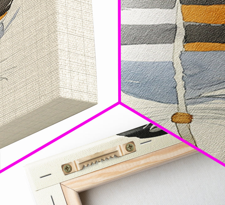 Bold Striped Feather Canvas Print, Watercolor Bird Art, Boho Wall Decor, Neutral Nature Print, Rustic Gallery Wall Gift Idea