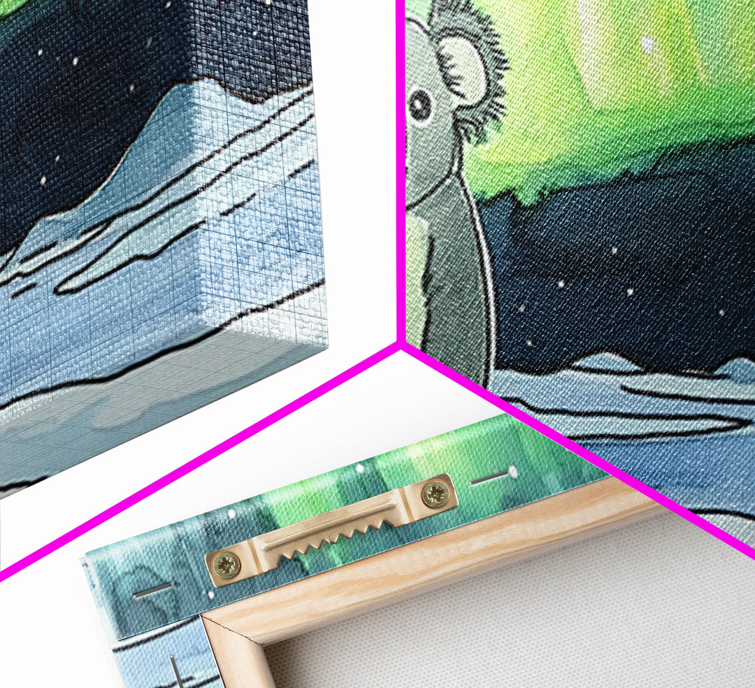 Koala Under Northern Lights Wall Art, Whimsical Animal Canvas Print, Aurora Nursery Decor, Kids Room Art, Unique Gift For Her