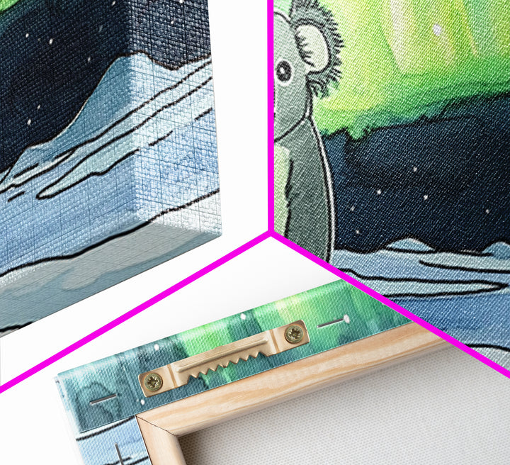 Koala Under Northern Lights Wall Art, Whimsical Animal Canvas Print, Aurora Nursery Decor, Kids Room Art, Unique Gift For Her