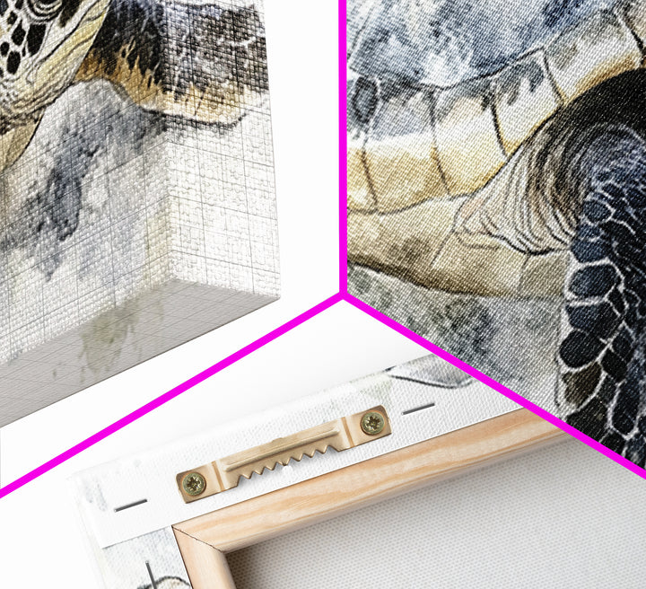 Realistic Sea Turtle Swimming Canvas Print, Coastal Wall Art, Ocean Animal Decor, Beach House Art Print, Gift For Sea Lovers