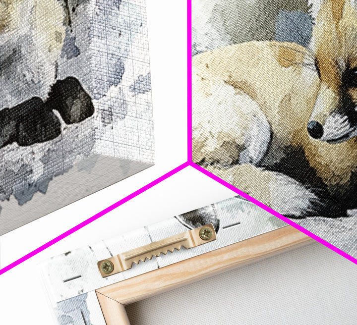 Resting Fennec Fox In Snow Watercolor Wall Art, Winter Wildlife Painting, Woodland Animal Decor, Nature Art Print Gift Idea