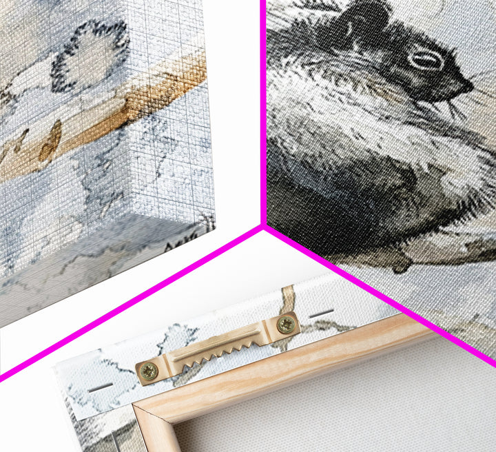Black Squirrel Winter Branch Wall Art, Watercolor Wildlife Print, Rustic Nature Decor, Woodland Animal Art, Cabin Poster