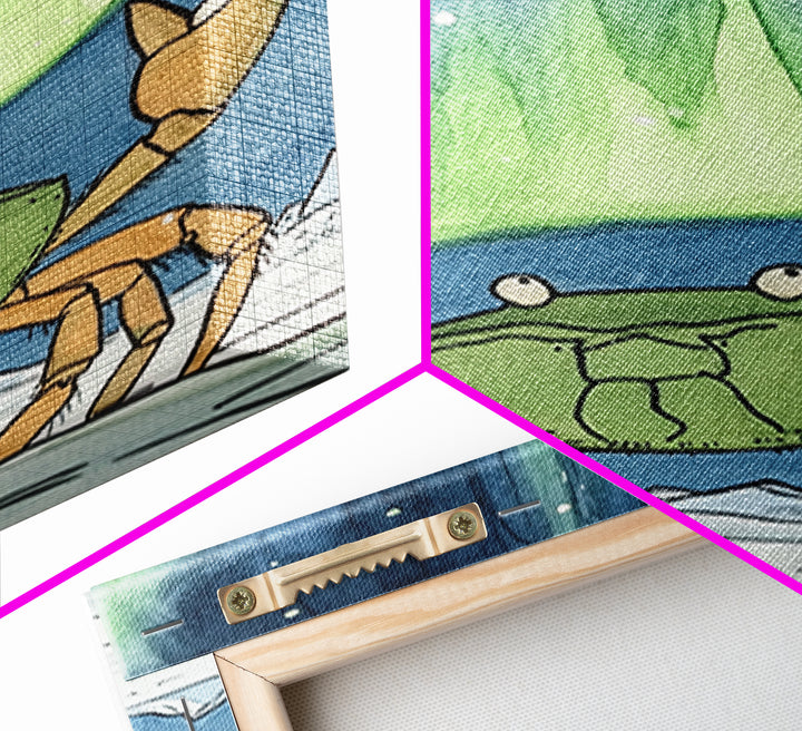 Whimsical Crab Under Northern Lights Wall Art, Coastal Animal Print, Ocean Nursery Decor, Kids Room Decor, Playful Beach House Art