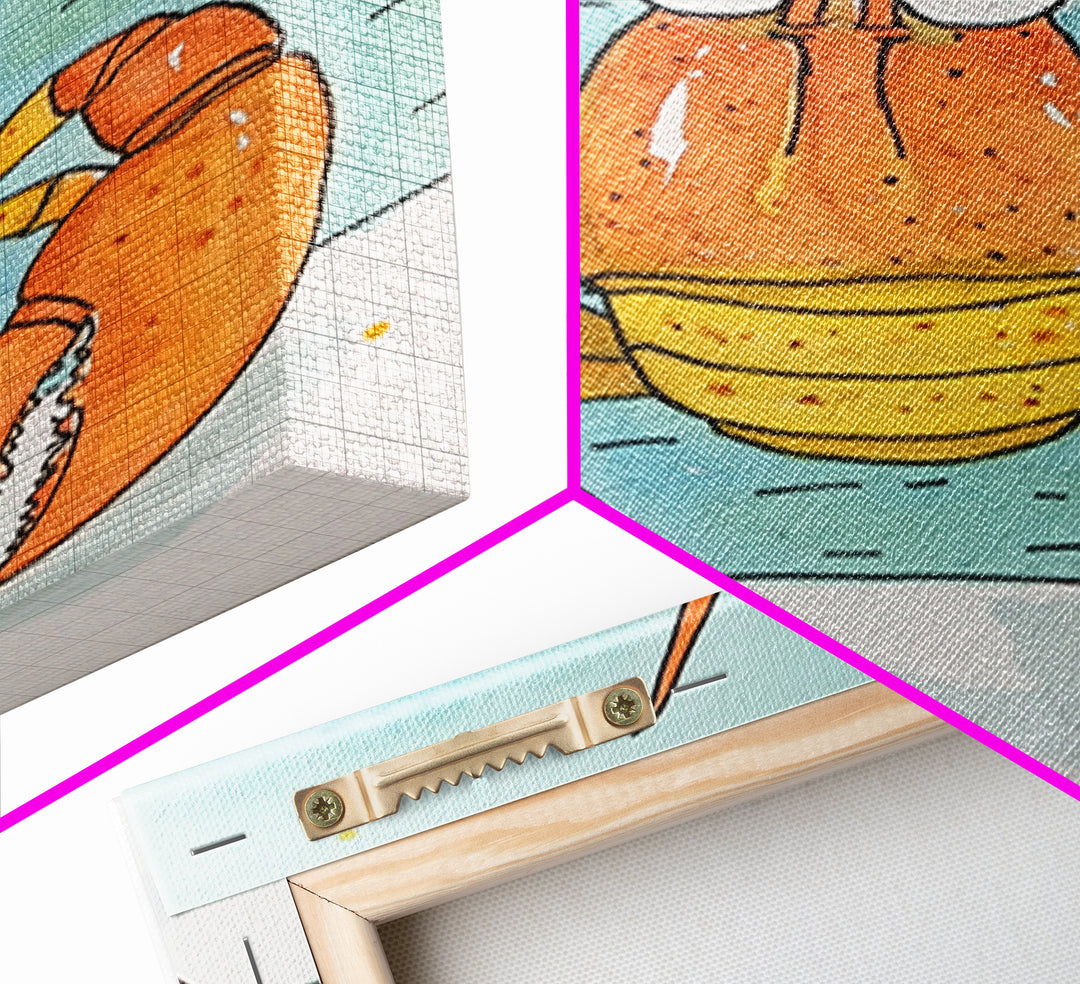 Cute Orange Lobster By The Sea Wall Art, Coastal Kitchen Decor, Nautical Bathroom Print, Seafood Art, Beach House Decor Gift